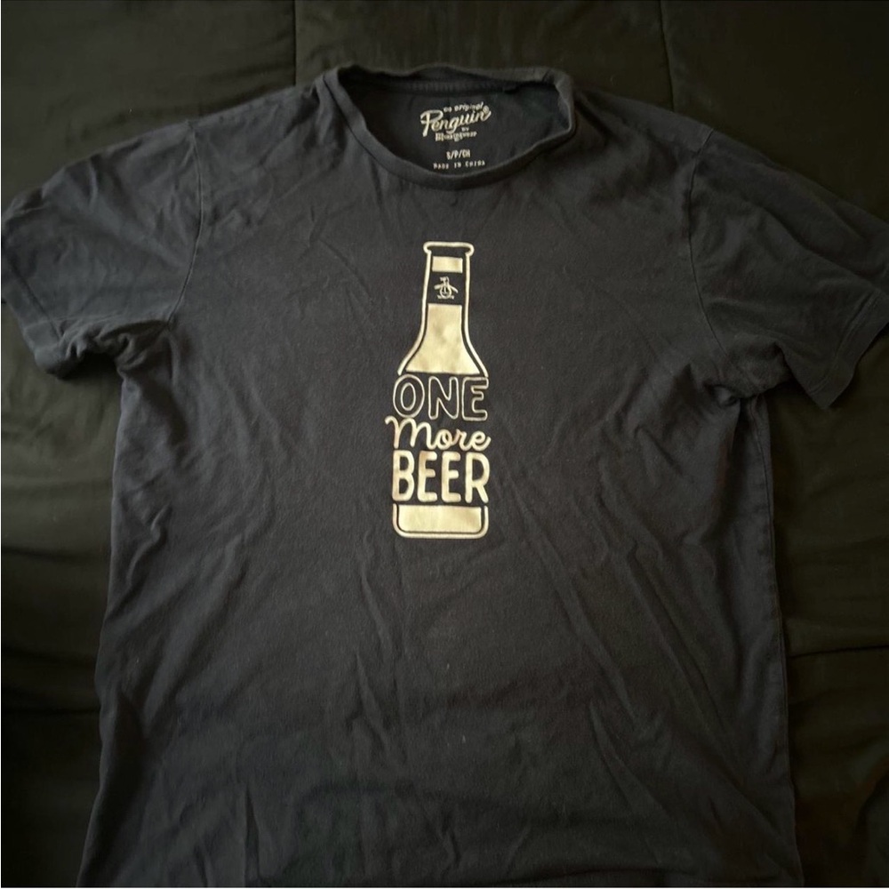 Original Penguin Dark Gray 'One More Beer' Navy T-Shirt